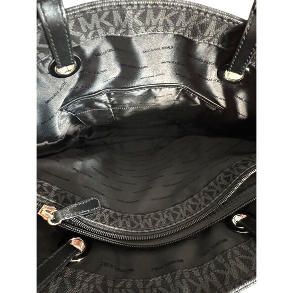 Michael‎ Kors Jet Set Signature Black Monogrammed PVC Tote Bag - Picture 12 of 15